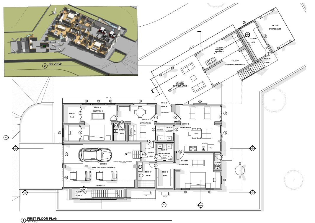 First floor plan with 3D view