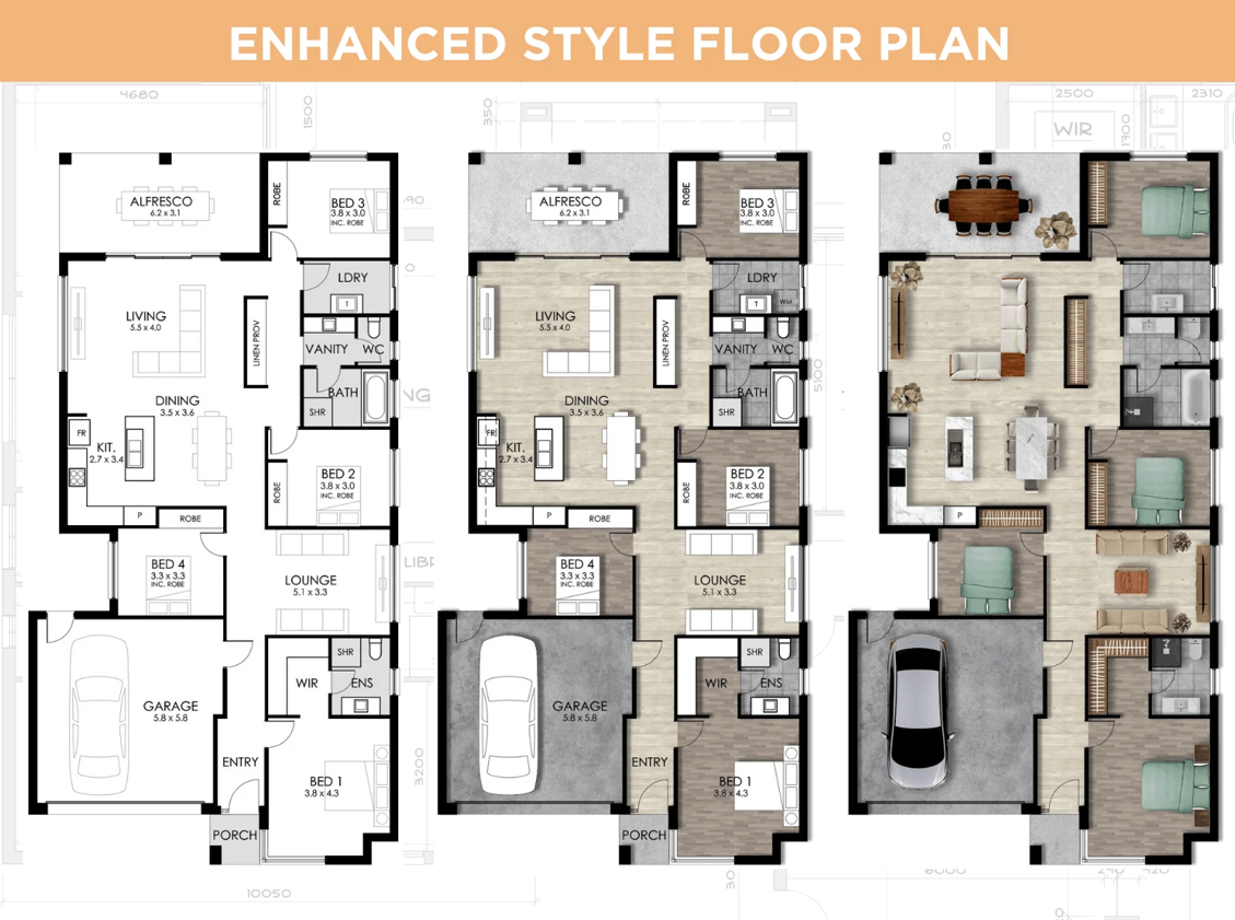 Rendered marketing floor plan one