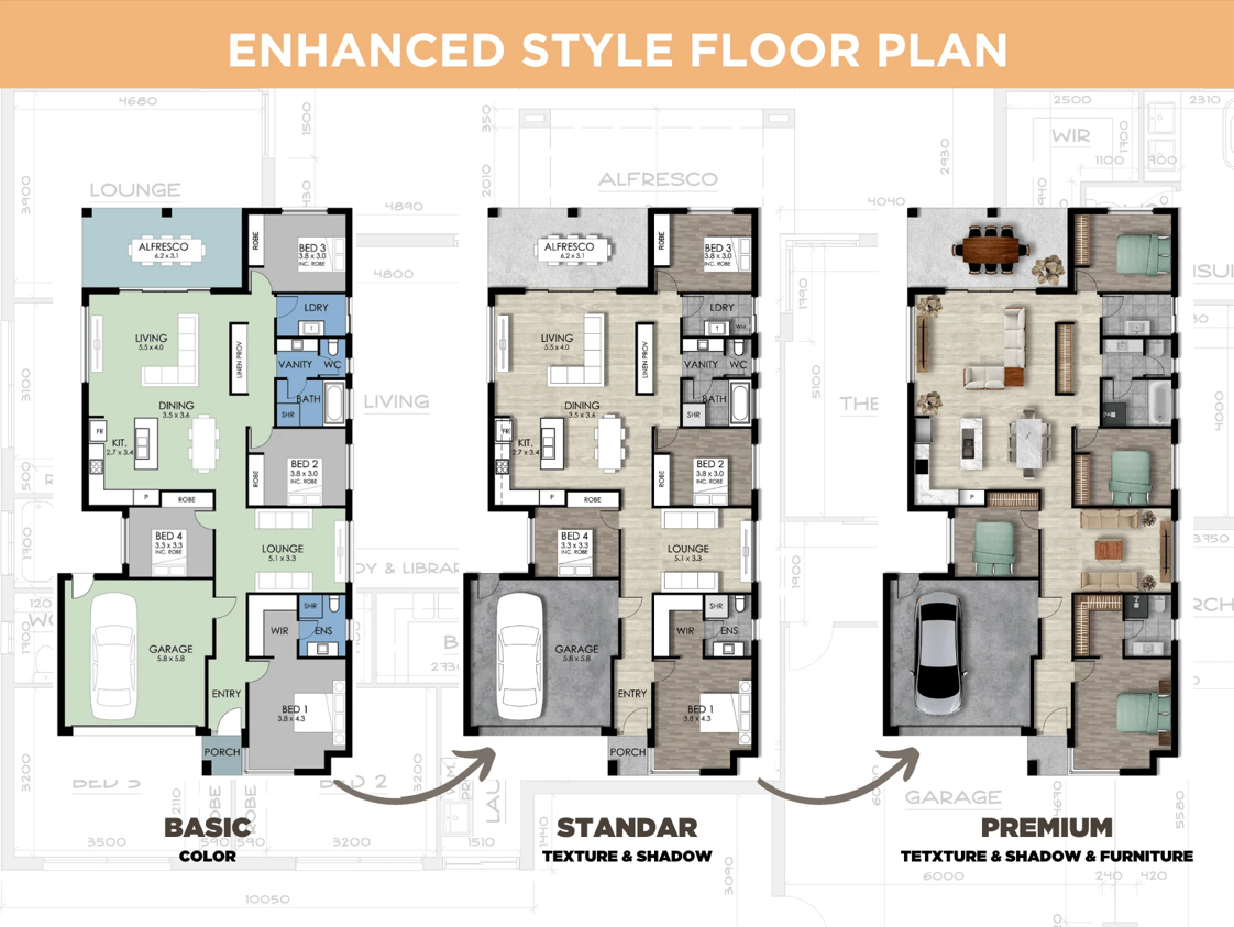 Rendered marketing floor plan two