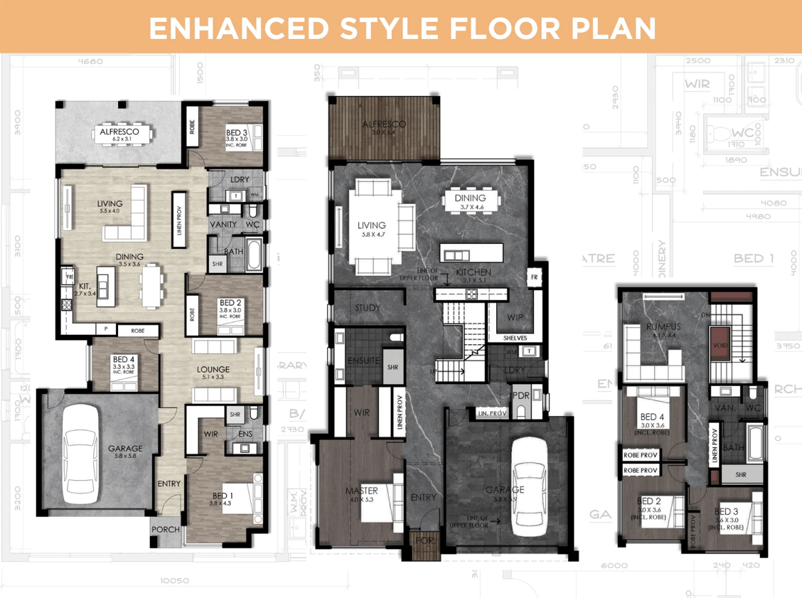 Rendered marketing floor plan three