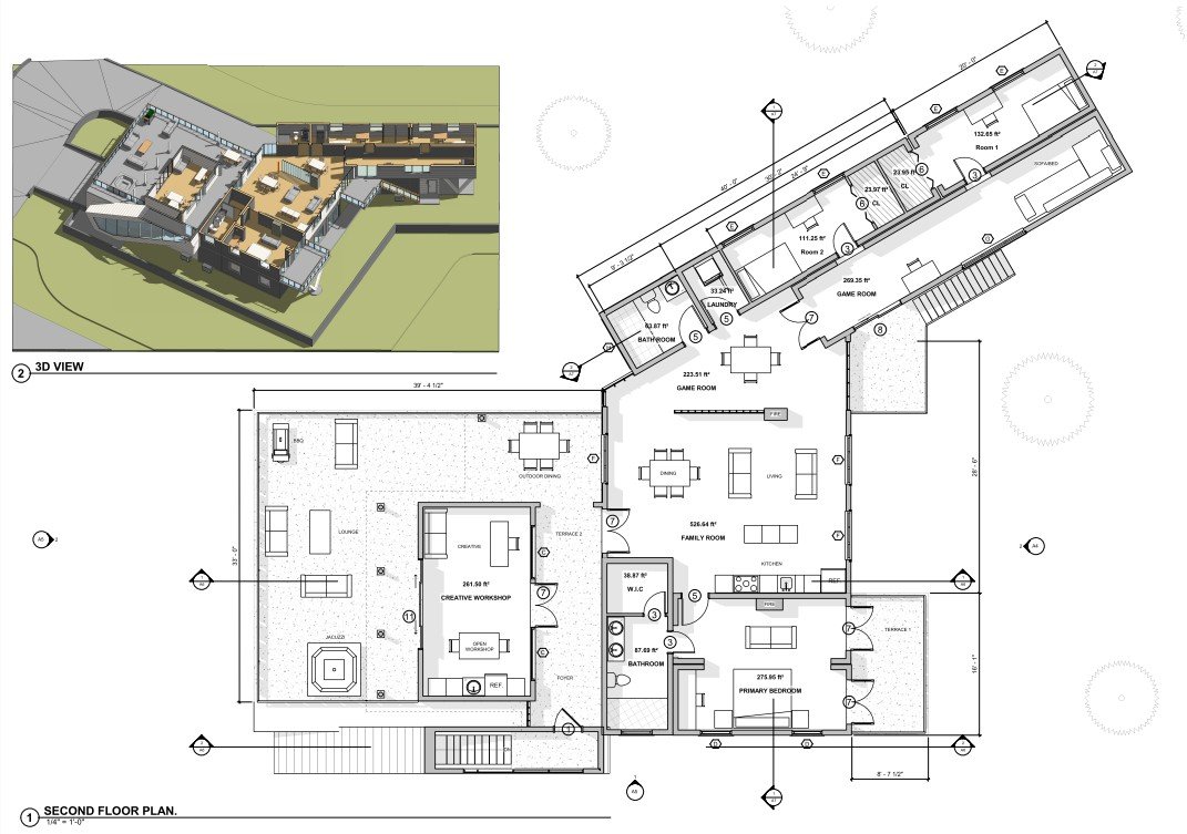 Second floor plan with 3D view